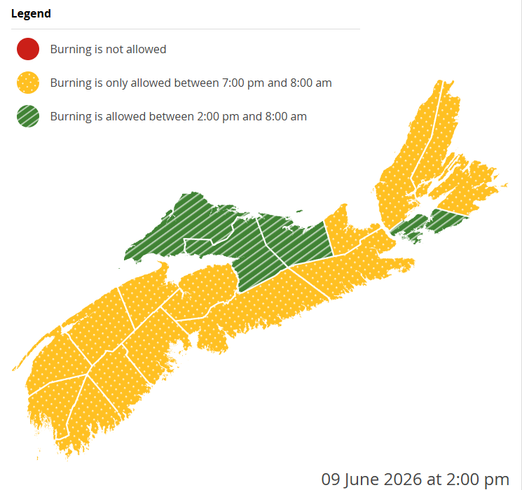 Burning restrictions are updated at 2:00 pm daily - Current Burn Map
