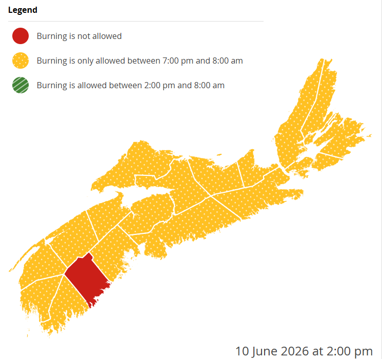 Burning restrictions are updated at 2:00 pm daily - Current Burn Map