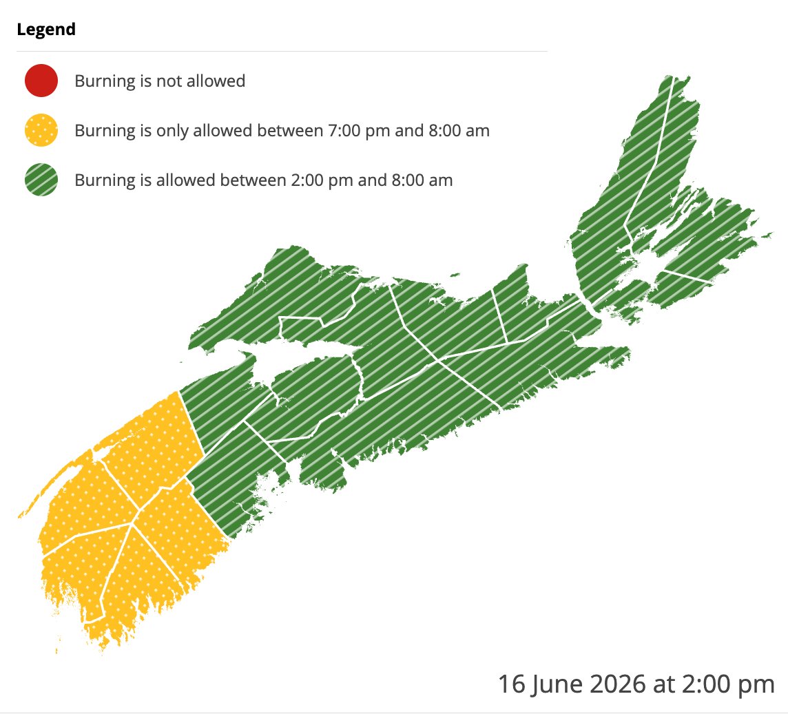 Burning restrictions are updated at 2:00 pm daily - Current Burn Map