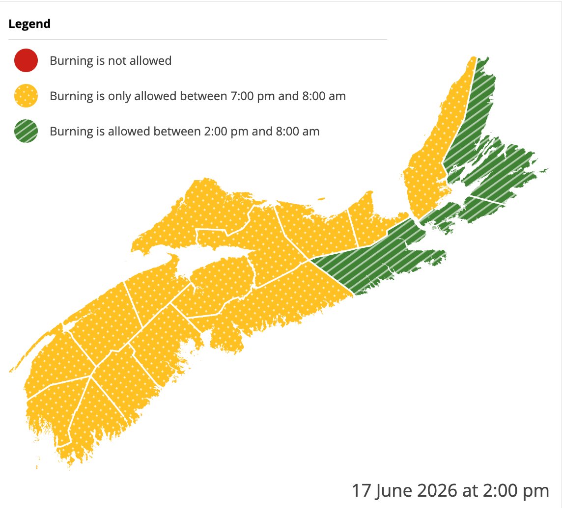 Burning restrictions are updated at 2:00 pm daily - Current Burn Map