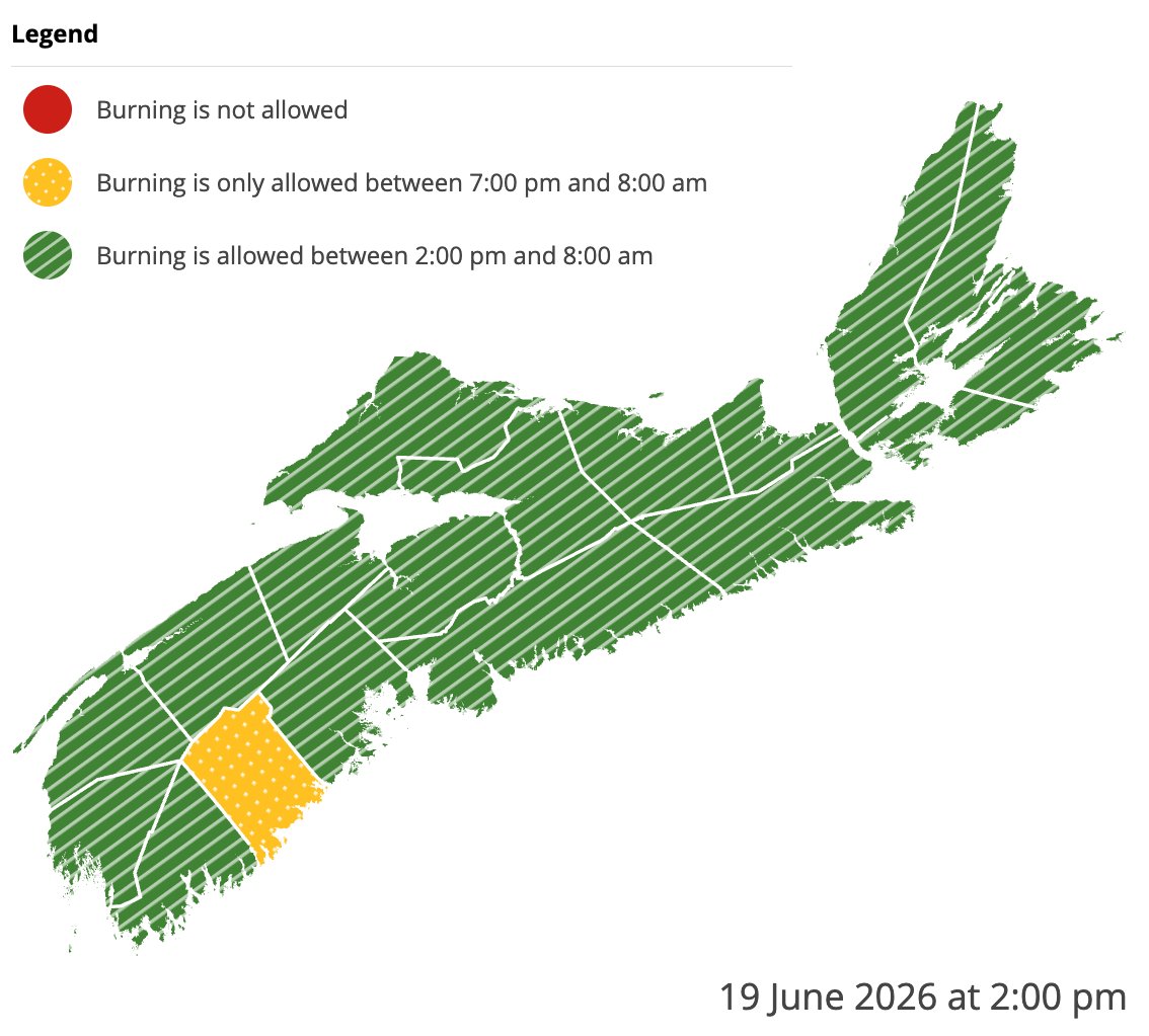Burning restrictions are updated at 2:00 pm daily - Current Burn Map