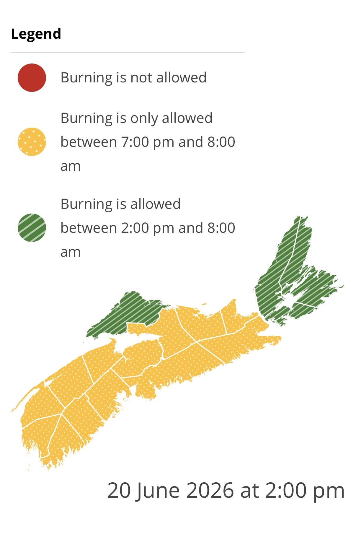 Burning restrictions are updated at 2:00 pm daily - Current Burn Map