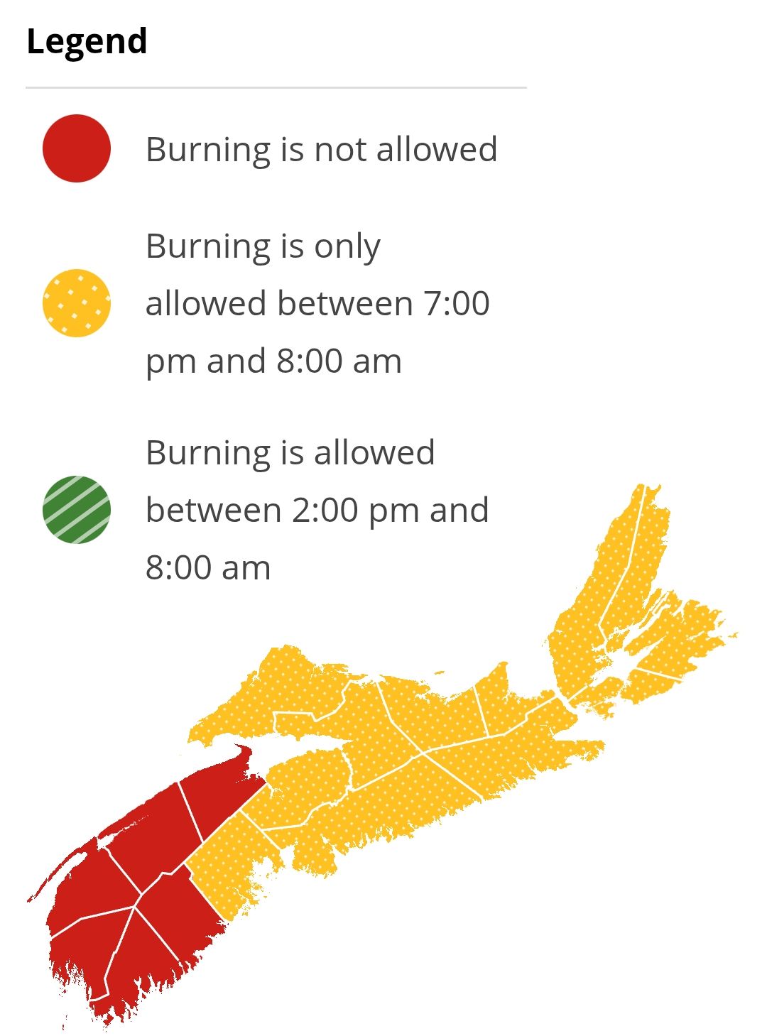 Burning restrictions are updated at 2:00 pm daily - Current Burn Map