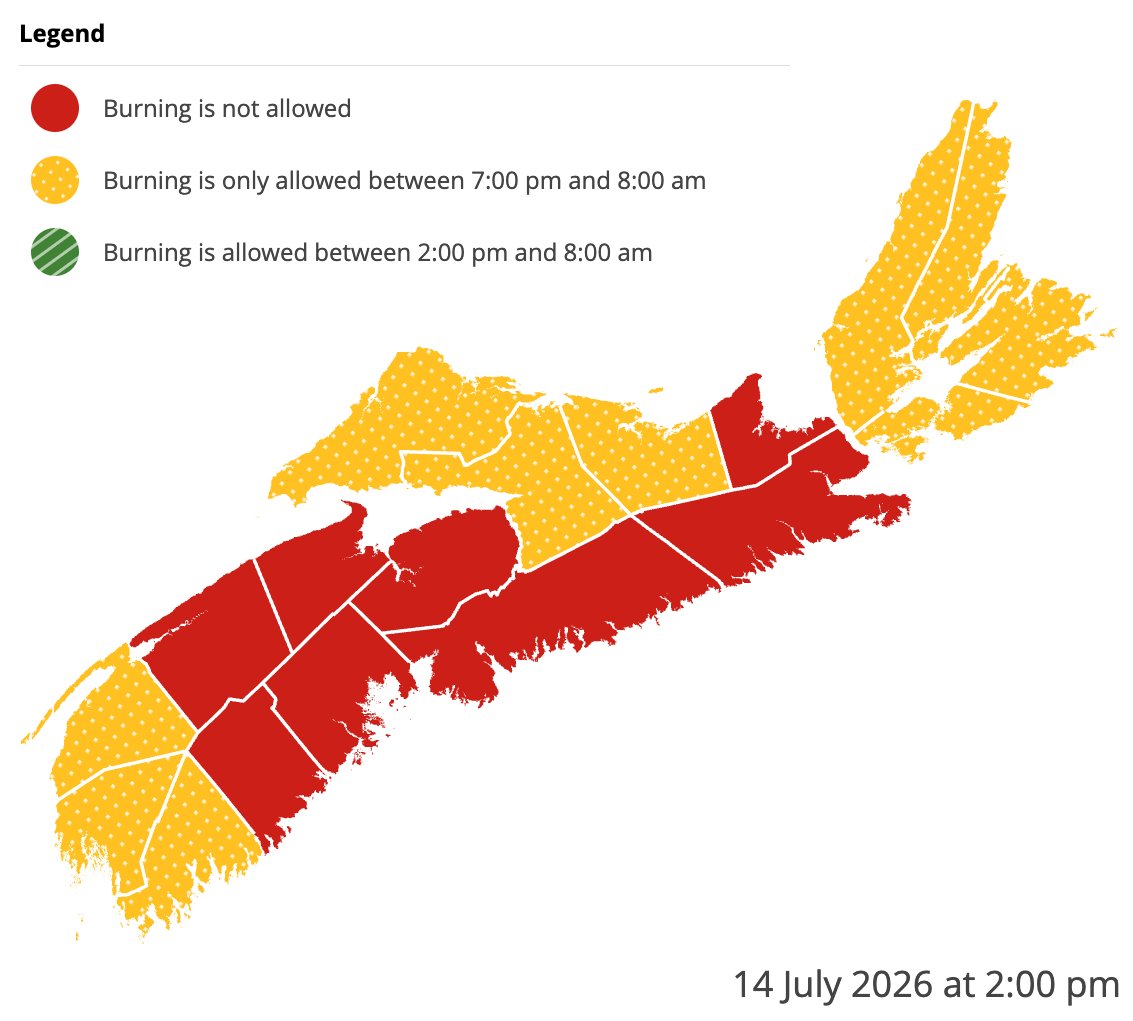Burning restrictions are updated at 2:00 pm daily - Current Burn Map