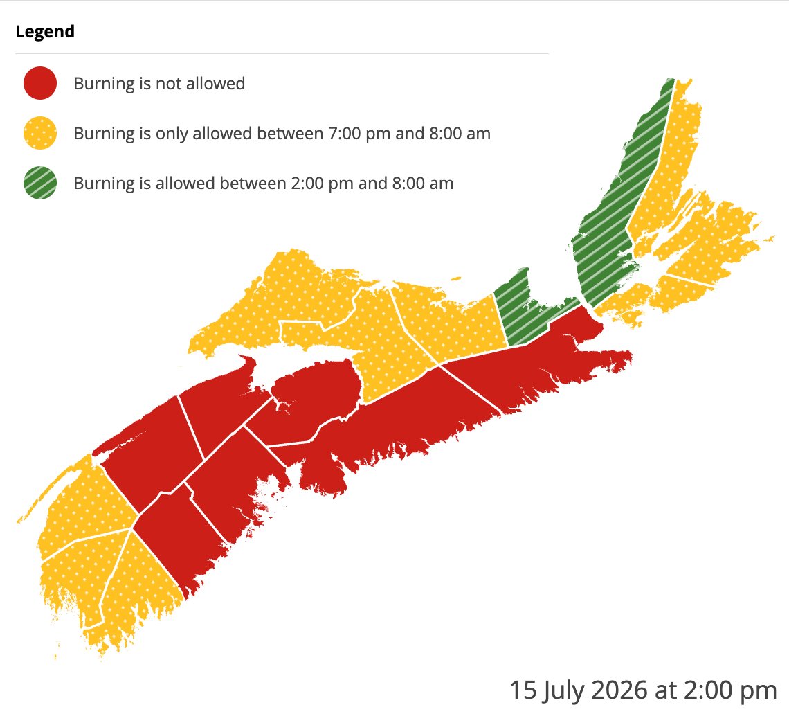 Burning restrictions are updated at 2:00 pm daily - Current Burn Map