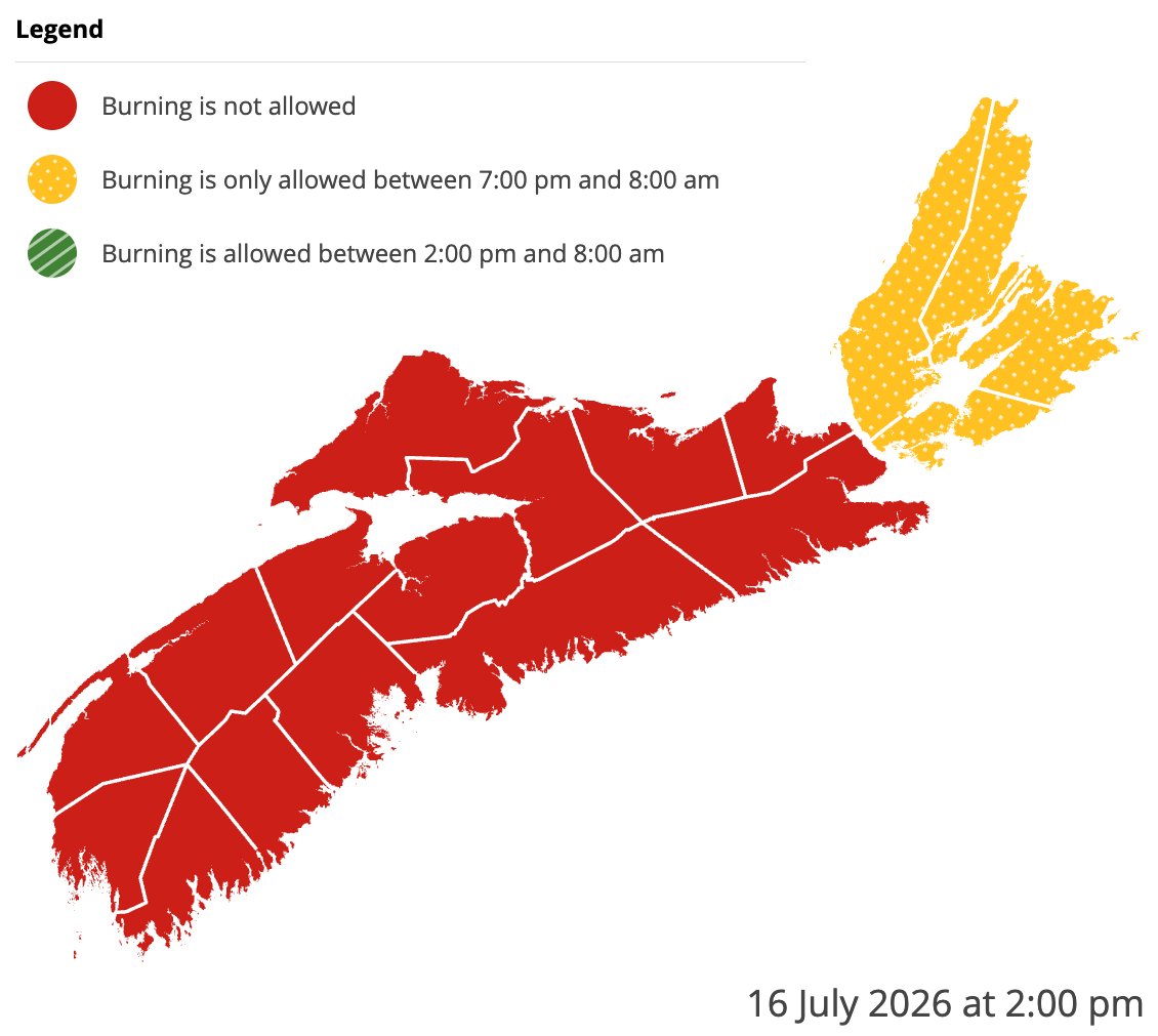 Burning restrictions are updated at 2:00 pm daily - Current Burn Map