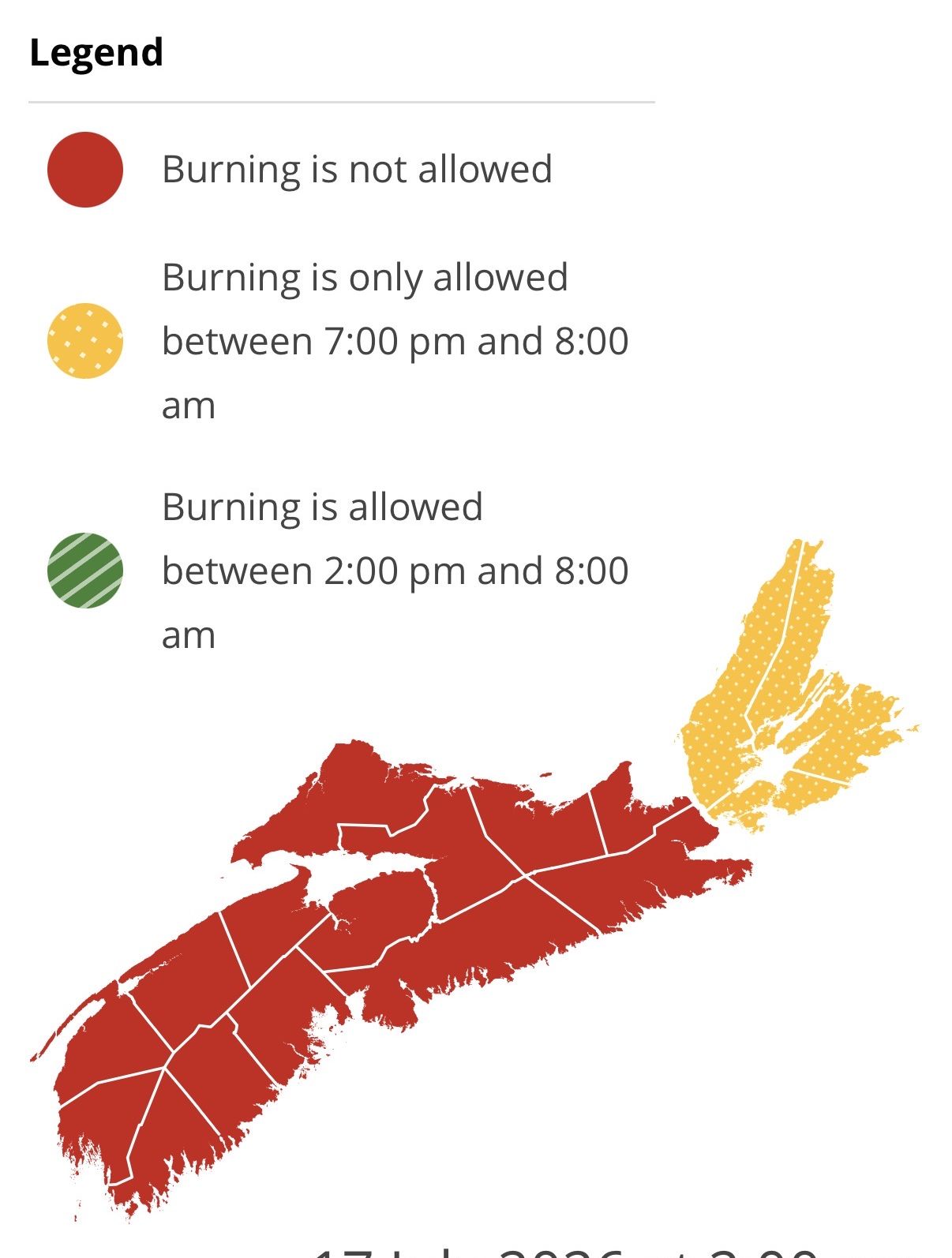 Burning restrictions are updated at 2:00 pm daily - Current Burn Map