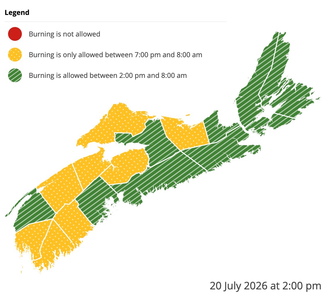 Burning restrictions are updated at 2:00 pm daily - Current Burn Map