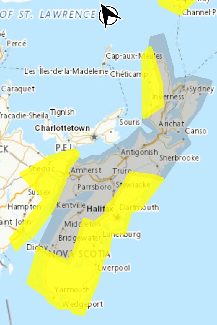 Rainfall warning (yellow) in effect