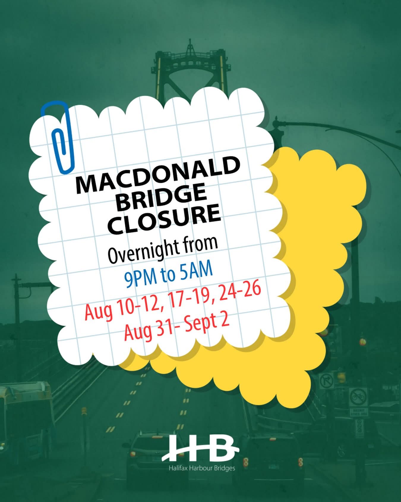 Macdonald Bridge Overnight Closures