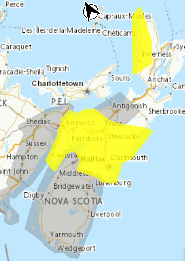 Rainfall warning (yellow) in effect
