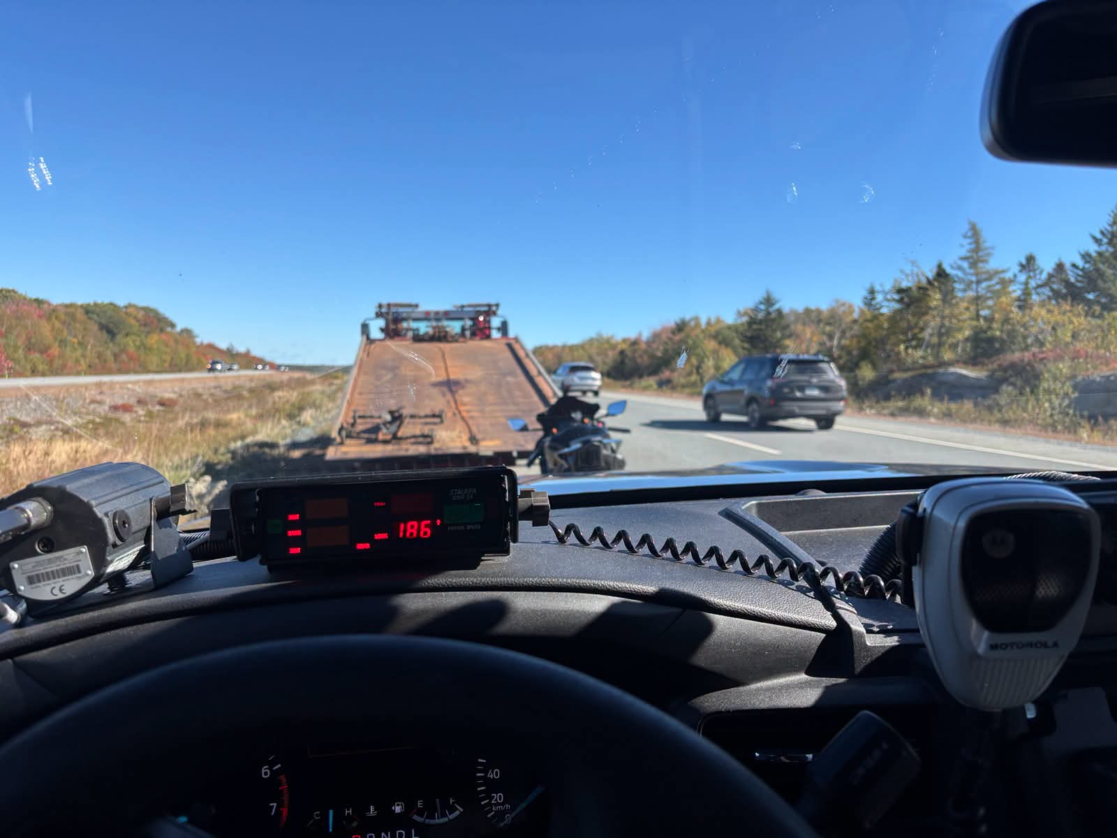 A 16-year-old rider was stopped on Hwy. 103 near Hubley after being recorded travelling 186 km/h