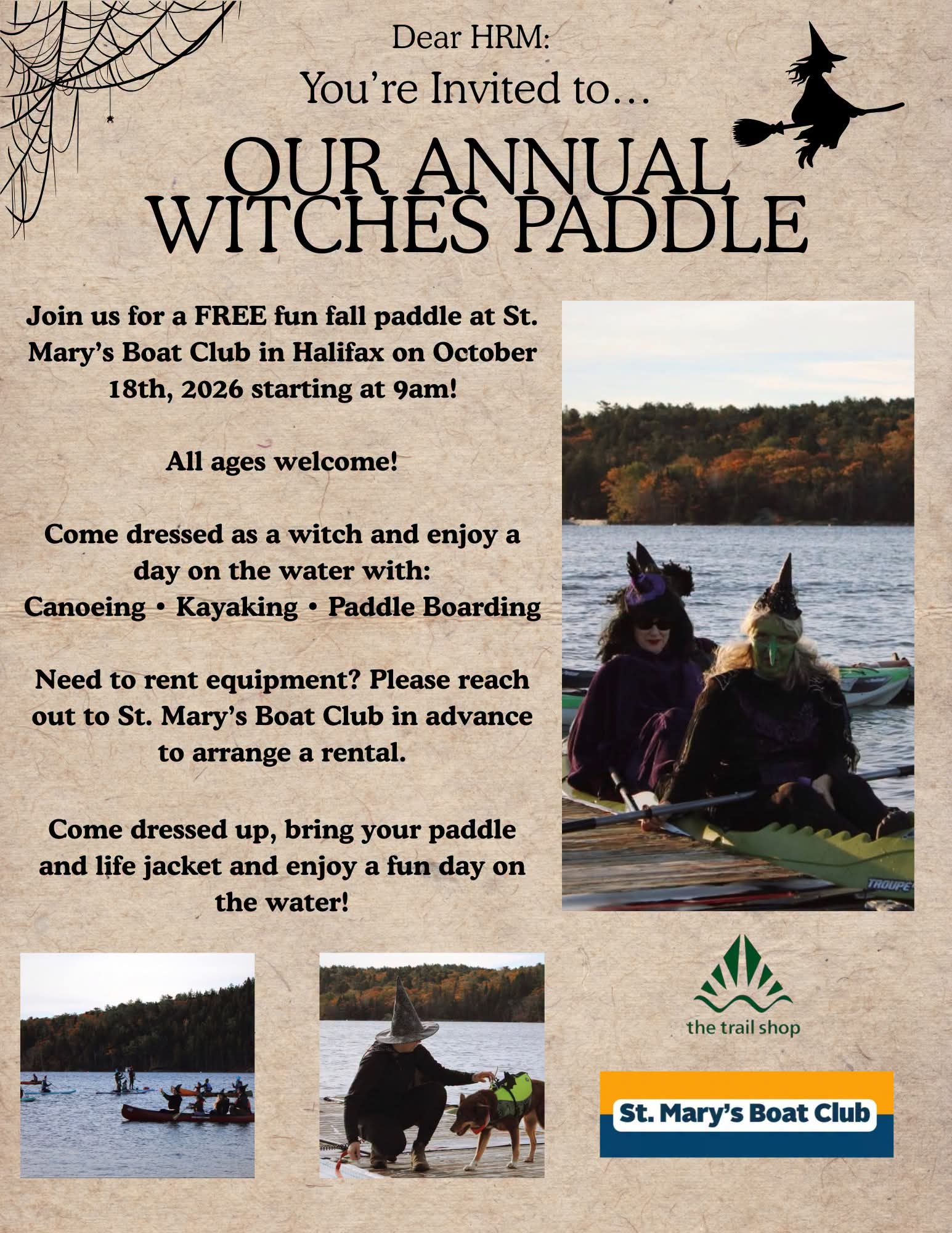 The 5th Annual Witch’s Paddle is coming to St. Mary’s Boating Club!